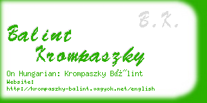 balint krompaszky business card